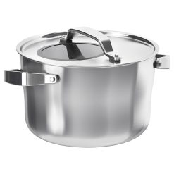 IKEA – SENSUELL Pot with Lid, Stainless Steel/Gray, 5.8 qt