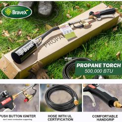 Alternative view of Propane Torch Weed Burner High Output 500,000 BTU, Heavy Duty Weed Torch Wand with Turbo Trigger Push Button Igniter (Piezo Electric Ignition) and 6.5 ft Hose (cCSAus certified)