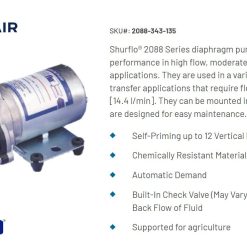 Alternative view of Shurflo 2088-343-135 Automatic-Demand Diaphragm Pump, 12VDC, 45 PSI Demand Switch, 3.0 GPM With Viton Valves, Santoprene Diaphragm, Self-Priming, 10 AMPS (Max), 1/2-14 NPSM Port