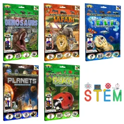 STEM Interactive Smart Books Collection With 4D Educational App – Dinosaurs, Planets, Sea Life, Bugs, Safari Animals