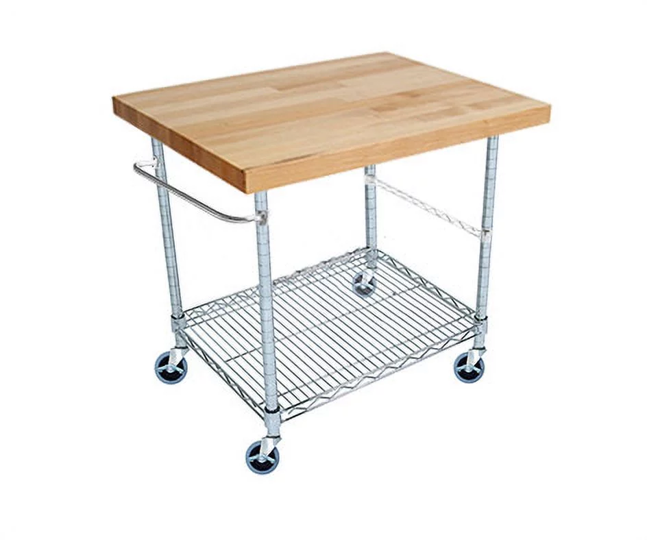 2 Tier Gourmet Cart with 26 Deep x 40 Wide Maple Butcher Block Top - Image 3